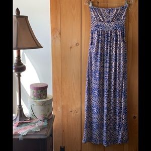 🌈 Fashionomics Strapless Maxi Blue & Blush